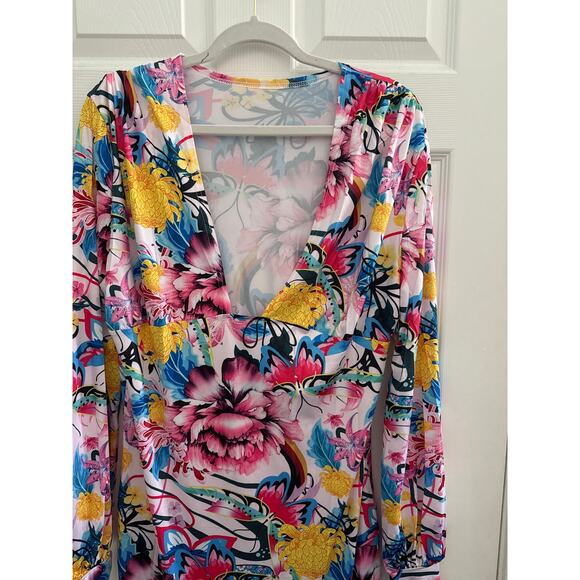 White Floral Maxi Dress plus size Party Dress 1XL - Picture 4 of 7